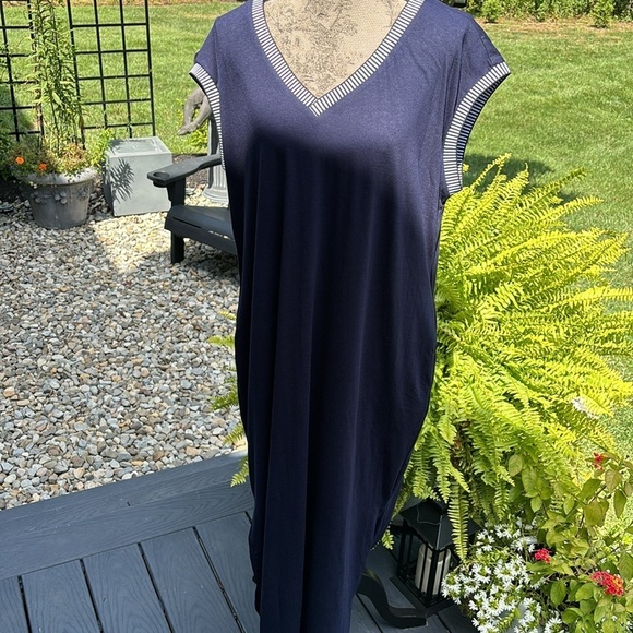 Summer Maxi Dress V Neck Short Sleeve T Shirt Dress Split Loose new - Picture 4 of 7